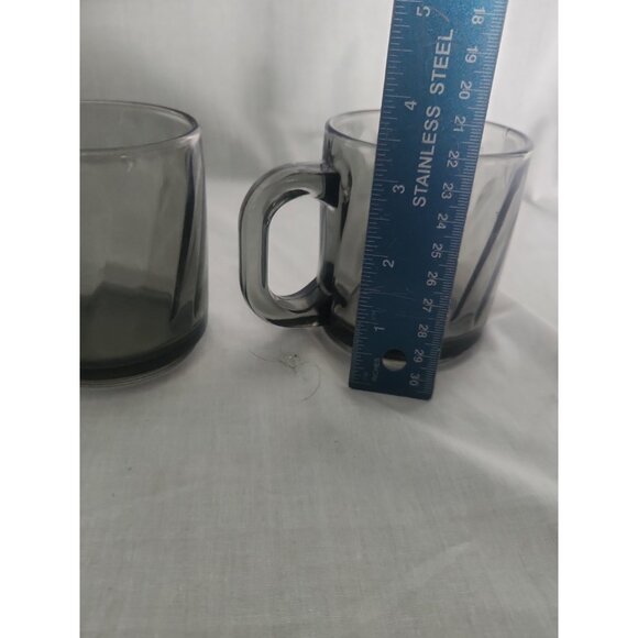 Pair of Vintage Libbey Smoke Gray Swirl Glass 7" Plate & Mug Lunch Dessert - Picture 6 of 11